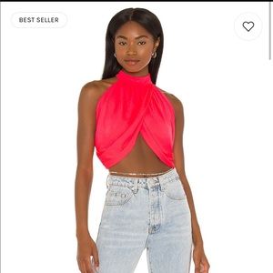 Superdown Emani Wrap Crop Top in Coral